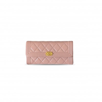 CHANEL BOY LONG FLAP WALLET GOLD HARDWARE A80286 (19*10.5*3cm)
